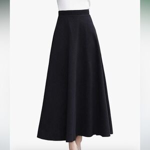 NWT CHARTOU black wool blend high waist,flared , maxi skirt size S